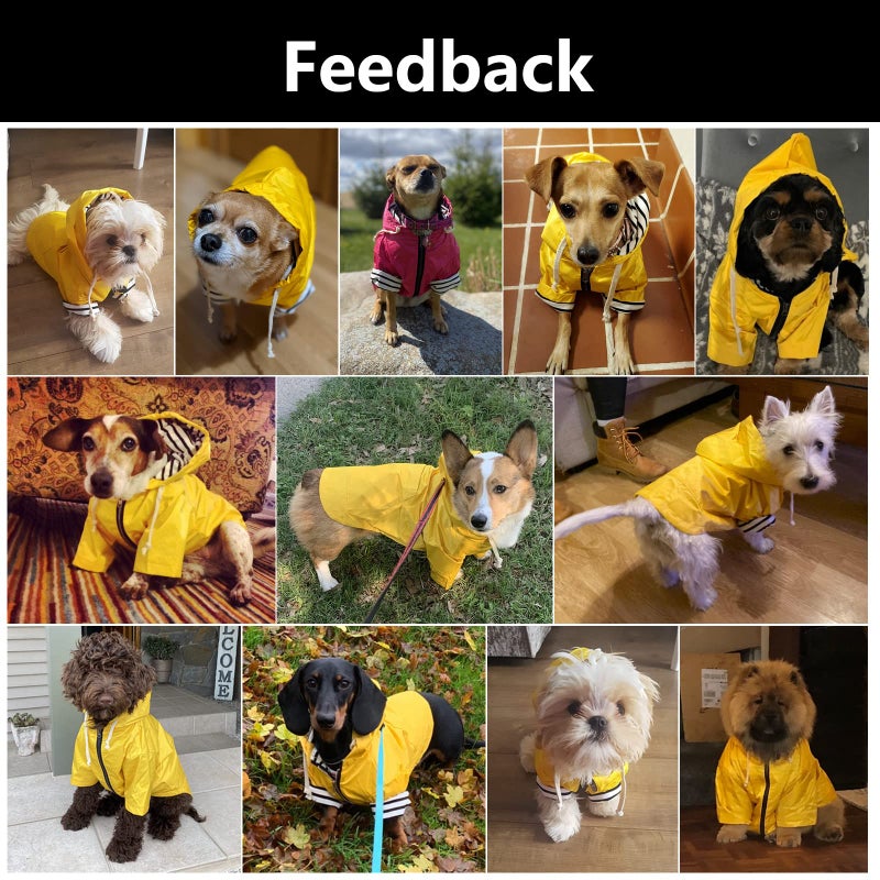 Morezi Dog Raincoat rain Jacket Raincoat Dogs Waterproof Small Medium Breeds Zip Closure Storage Pocket Harness Hole Yellow S - Image 5